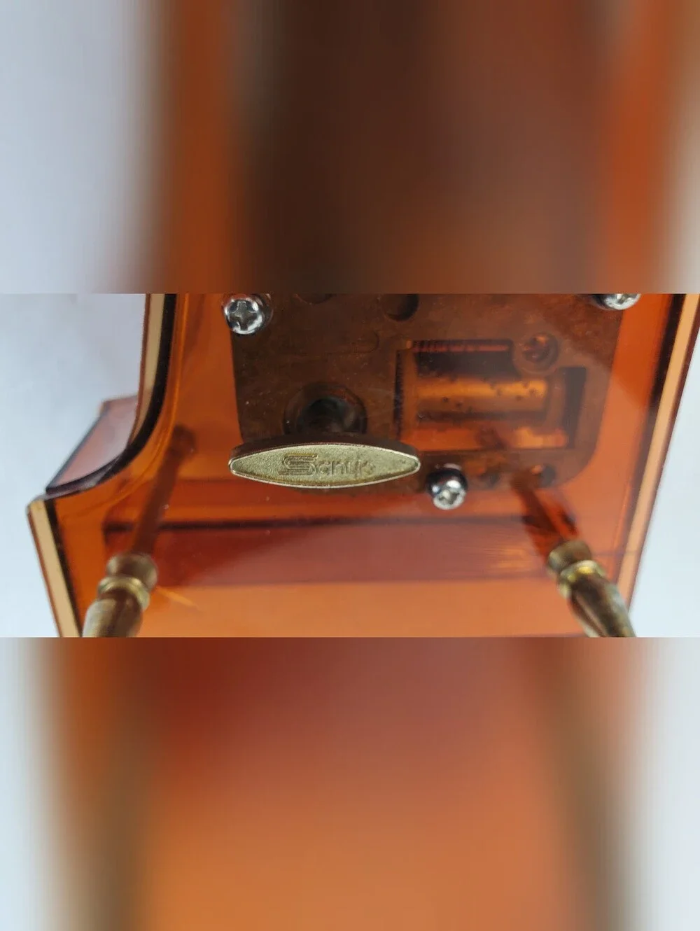 Sanyo Japan VTG Amber Lucite Grand Piano Music Box You Light Up My Life - WORKS